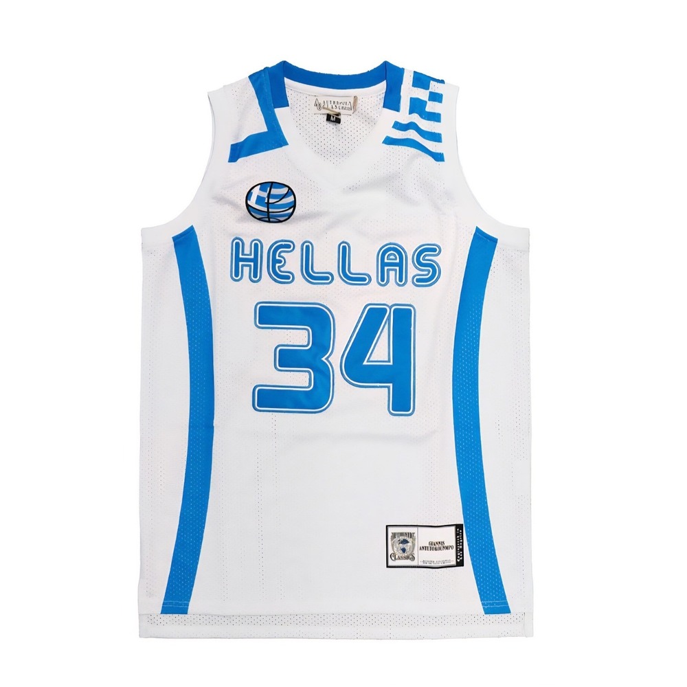 Headgear Classics Giannis Antetokounmpo Greece Hellas 34 Basketball Jersey Men L